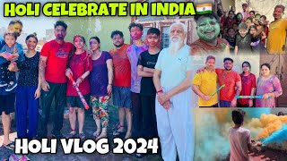 Holi Celebrate In INDIA🇮🇳😍With Family  HOLI VLOG 2024  Angel’s Shivam [upl. by Lolanthe]