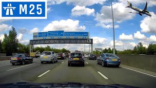 M25 London Orbital Motorway  J13 Staines A3 to J15 Heathrow M4  Heavy Traffic [upl. by Aicenev]