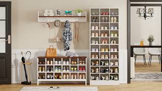 Tribesigns Wooden Shoe Storage Rack with 30 Cubbies  XK00289 [upl. by Rehoptsirhc]