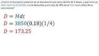 Descuento simple comercial y real  Matemáticas financieras  Ejemplo 1 [upl. by Clower]