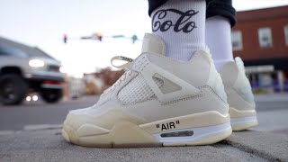 Off White x Jordan 4 Sail On foot review [upl. by Ilegna]