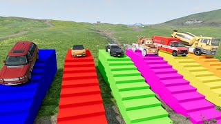 DACIA VOLSKWAGEN FORD BMW COLOR POLICE CARS TRANSPORTING WITH TRUCKS  BeamNGdrive [upl. by Atnauqahs]