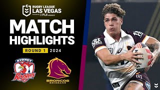 NRL 2024  Roosters v Broncos  Match Highlights [upl. by Nire]