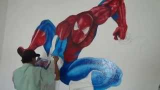 How to paint Spider man  wall painting [upl. by Iraj]