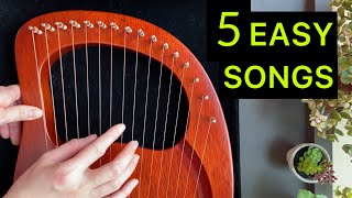 5 EASY LYRE Songs in 5 Minutes  BEGINNER Lyre Harp Tutorial [upl. by Vivienne]