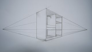 how to draw cupboard cabinet in 2 point perspective [upl. by Leelahk]