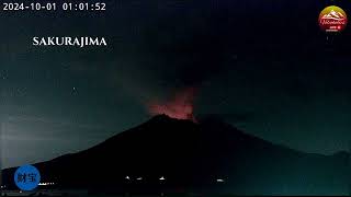 Sakurajima Volcano Fiery All Night Timelapse 30 09 01 10 24 [upl. by Clemmie]