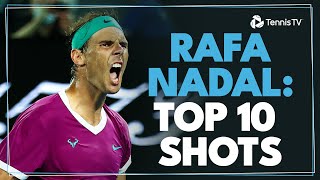 Rafael Nadals Top 10 Career ATP Shots [upl. by Dnyletak]