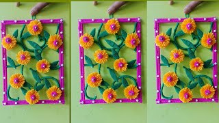 DIY easy woolen flower wall hanging craft ideasdiwali decoration ideas for woolen wall decoration।। [upl. by Anaes]