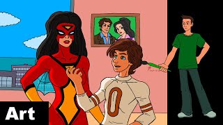 Art  Marvel Comics SpiderWoman SpiderWoman and Billy [upl. by Adialeda519]