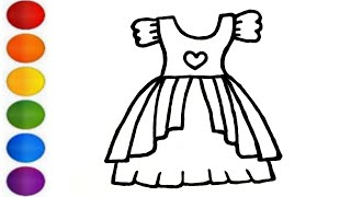 Simple Girl Dress Drawing for Kids  Little girl dress drawing for kids  Dress drawing easy [upl. by Anadal300]