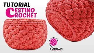 TUTORIAL CESTINO UNCINETTO  EASY CROCHET BASKET [upl. by Loseff]