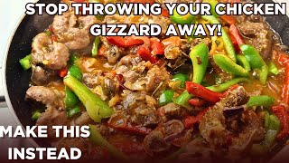 How to cook the best CHICKEN GIZZARD SAUCE for white rice Peppered gizzard recipe [upl. by Nhguahs]