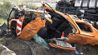 Schwerer Unfall auf A28 Sattelzug kollidiert mit Absicherungsfahrzeug [upl. by Roobbie]