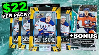 WHAT THE HECK ARE THESE  NEW 202324 Upper Deck Series 1 Hockey Retail Hanger Boxes x6 [upl. by Cassie]