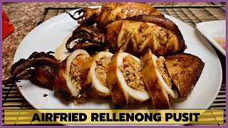 How to cook Rellenong Pusit with cheese using air fryer  Stuffed squid  Lutong bahay [upl. by Zipnick3]