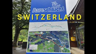 WALK THROUGH THE AARE GORGE AARESCHLUCHT IN SWITZERLAND ON A WET MORNING [upl. by Ydnik495]