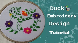 hand embroidery duck design  embroidery design for cushion cover [upl. by Kopans]