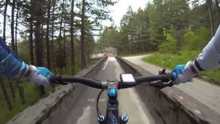 Trebevic  84 Sarajevo Winter Olympics bobsleigh track bike run [upl. by Anoet809]