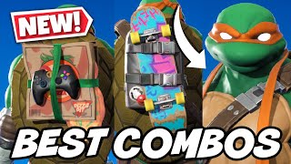 BEST COMBOS FOR NEW MICHELANGELO SKIN TEENAGE MUTANT NINJA TURTLES  Fortnite [upl. by Yanal]