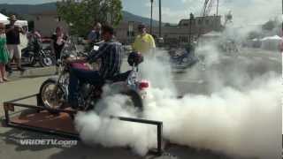 Motorcycle BURNOUT tire explodes [upl. by Bogie661]