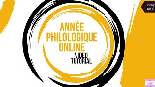 Année Philologique online Tutorial [upl. by Puklich]