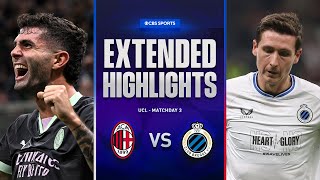 AC Milan vs Club Brugge Extended Highlights  UCL League Phase MD 3  CBS Sports Golazo [upl. by Tisman]