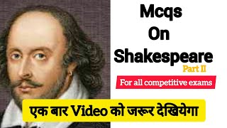 mcqs on Shakespeare for uptgtpgt and all competitive exams [upl. by Llerrat]