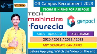 Tech Mahindra Hiring for Associate Software Engineer Role  Faurecia Recruitment  Genpact Hiring [upl. by Nadya]