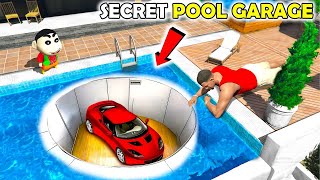 GTA 5  Franklin and Shinchan Found New SECRET POOL GARAGE in Franklin House in GTA 5  GTA 5 mods [upl. by Eilyk]