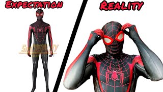 SPIDER MAN COSTUME REVIEW SimCosplay Miles Morales suit Try On and Honest Review [upl. by Llesirg448]