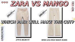 ZARA VS MANGO Z1975 Mom Fit amp Wide Leg High Waist Jeans  Unboxing amp TryOn  AERIN [upl. by Erinna]