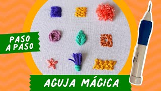 🧵 9 Puntadas de Bordado con AGUJA MÁGICA para PRINCIPIANTES  Punch Needle 🪡 [upl. by Arty247]