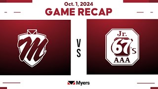 Tie 44 5th HEO League Game vs Ottawa Jr 67’s U16 AAA at Ottawa Myers Automotive October 1 2024 [upl. by Kcirneh231]