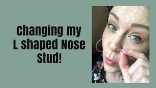 Changing my nose stud L shaped [upl. by Ulah]