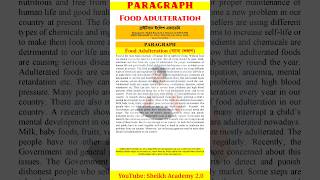 Food Adulteration l Paragraph l Sheikh Academy 20 l Rezaul Sheikh l For Class 612 [upl. by Ingeberg187]