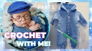 How to make a CROCHET baby onesie  romper EASY 36months PART 1 [upl. by Adnahsar]