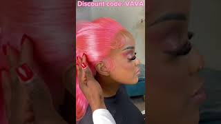 Customized Pink Lace Wig Install Heart Top Buns with Swoop Tutorial [upl. by Nob]