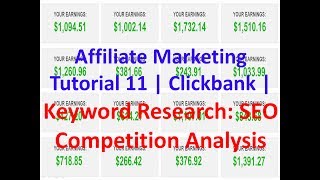 Affiliate Marketing Tutorial 11  Clickbank  Keyword Research SEO Competition Analysis [upl. by Ivgnout866]