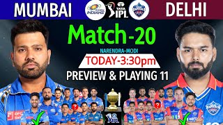 IPL 2024 Match20  Mumbai Vs Delhi Details amp Playing 11  MI Vs DC IPL 2024  DC Vs MI IPL 2024 [upl. by Tnemelc]