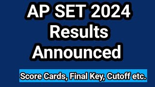 AP SET 2024 Result Released I Seshu Creations [upl. by Nomis]