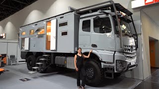 Leben im XXL Luxus Wohnmobil Krug Mercedes Arocs 6x6 2022 Dachterrasse Designküche Quadbühne [upl. by Jaclin333]