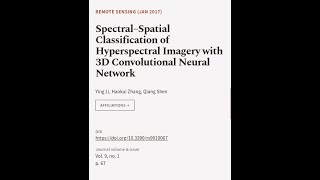 Spectral–Spatial Classification of Hyperspectral Imagery with 3D Convolutional Neural  RTCLTV [upl. by Schinica]