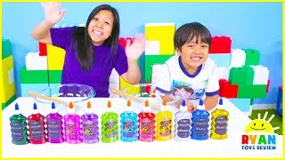 3 color of glue slime challenge with mystery wheel of slime [upl. by Hunsinger]