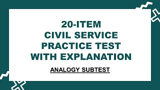 ANALOGY SUBTEST  CIVIL SERVICE PRACTICE TEST with Answers and Explanation  InspireHub [upl. by Oiliduab]