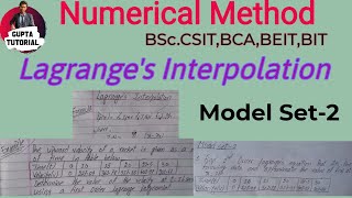 Lagranges Interpolation Part VIII BSCCSIT3rdSem BIT3rdSem BCA4thSem BEIT [upl. by Tehc]