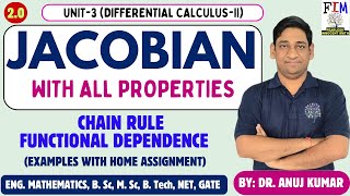 L6 JACOBIAN AND ITS PROPERTIES  JACOBIAN ENGINEERING MATHS  CHAIN RULE  FUNCTIONAL DEPENDENCY [upl. by Allemac]