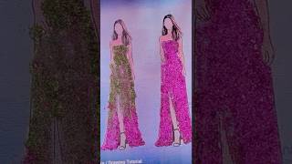 Glitter girl dress design  Which one do you like  art beautiful dress pinkdress girldrawing [upl. by Shamus]