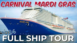 CARNIVAL MARDI GRAS FULL SHIP TOUR  2024 Walkthrough and Tips [upl. by Inahpets]