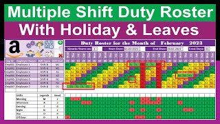 267Multiple Shift Duty Roster with Holidays and Leaves Demo [upl. by Eneluj151]